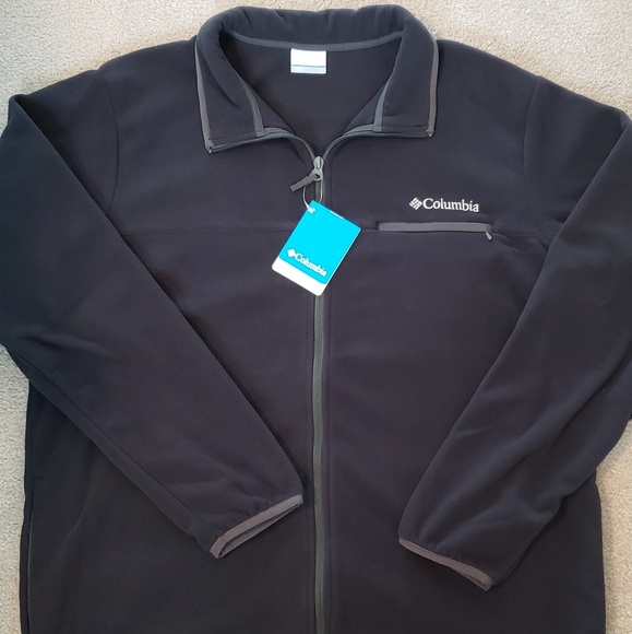 Columbia Men/'s Black Fleece Jacket Mountain Crest Full Zip L